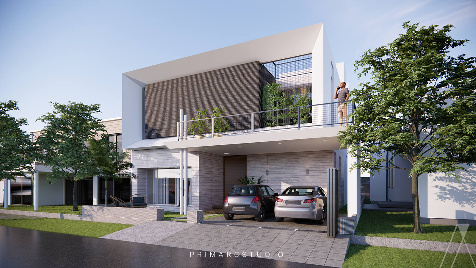 Exterior house design with simple modern facade