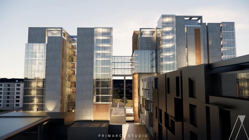 Commercial exterior in modern design by Architects of Primarc Studio