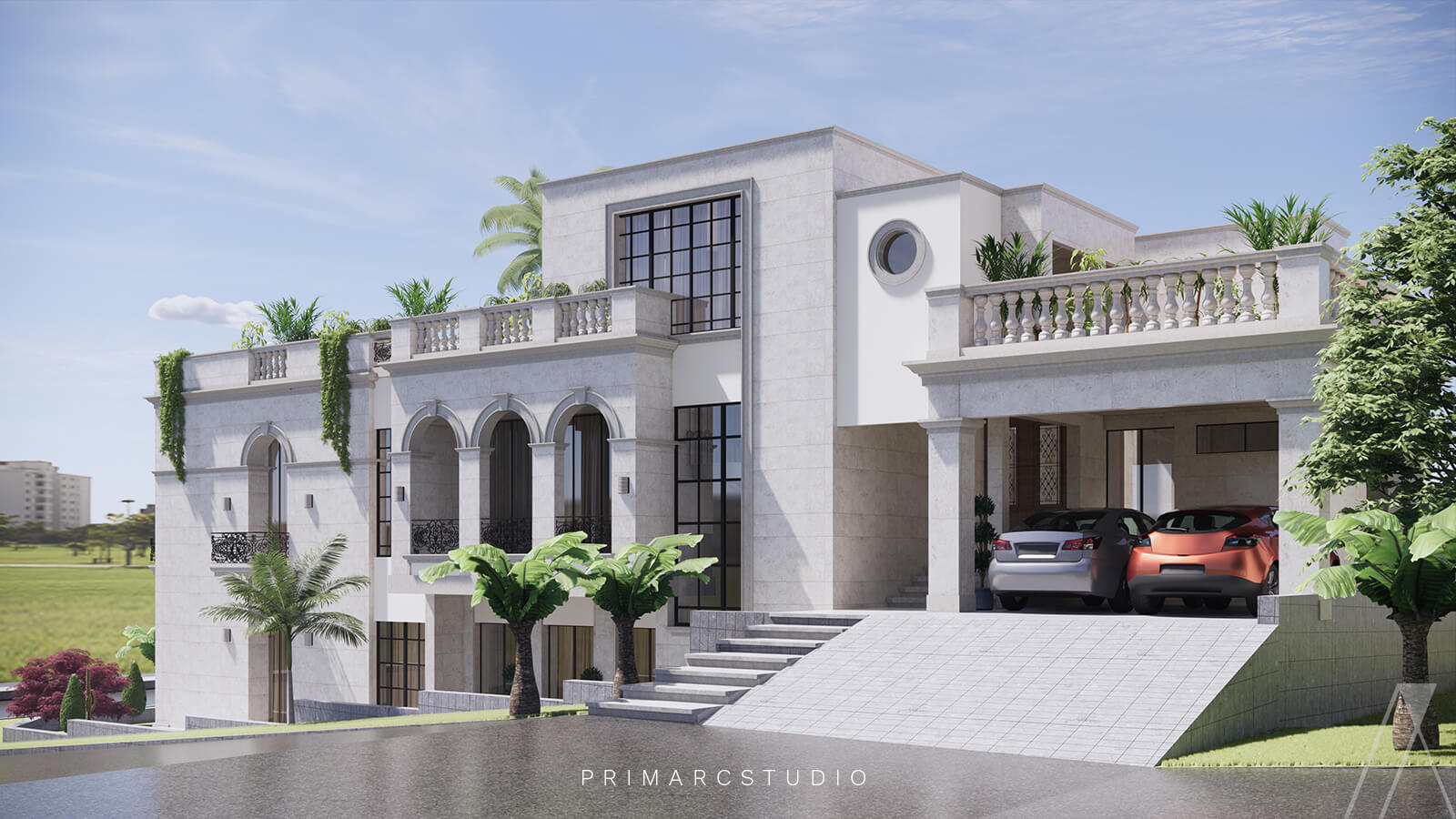 Exterior design of pakistani house in DHA Phase II in classical style