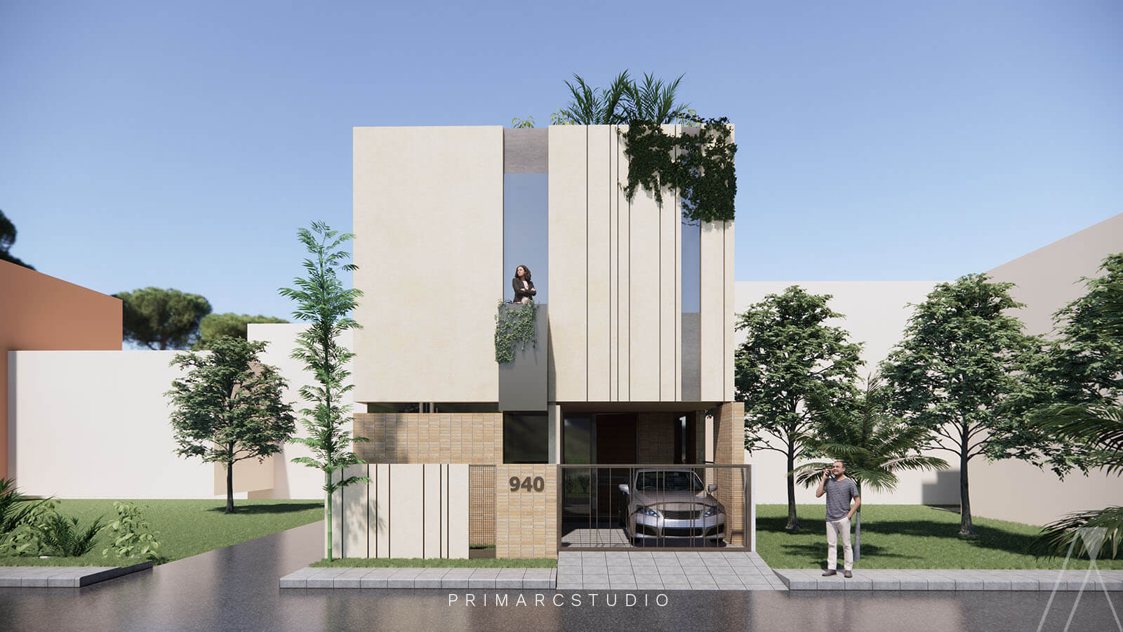 5 Marla Modern house elevation design in bricks in Faisal Margalla City