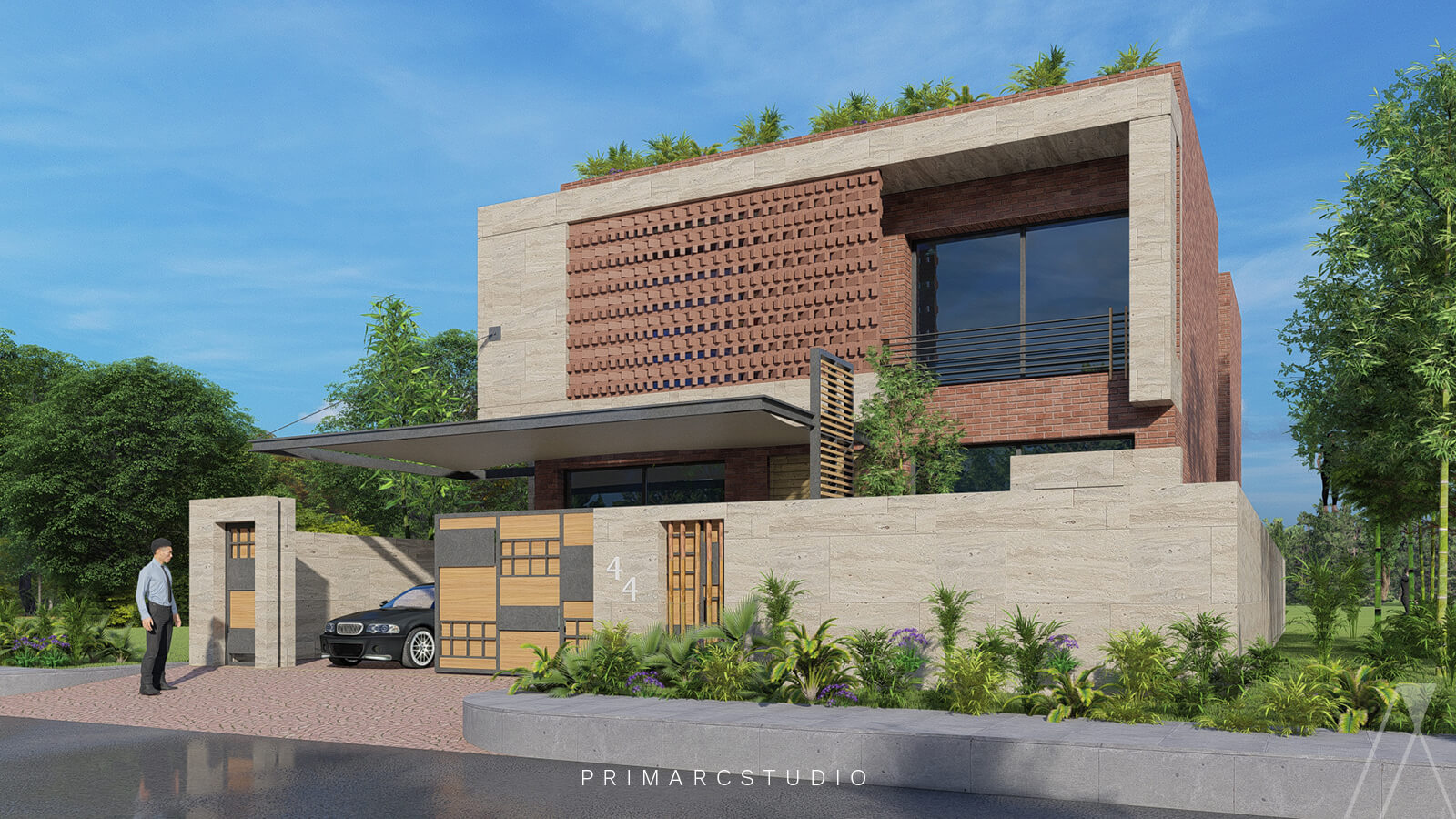 Shams House - DHA Phase II Modern brick house render by architects in islamabad