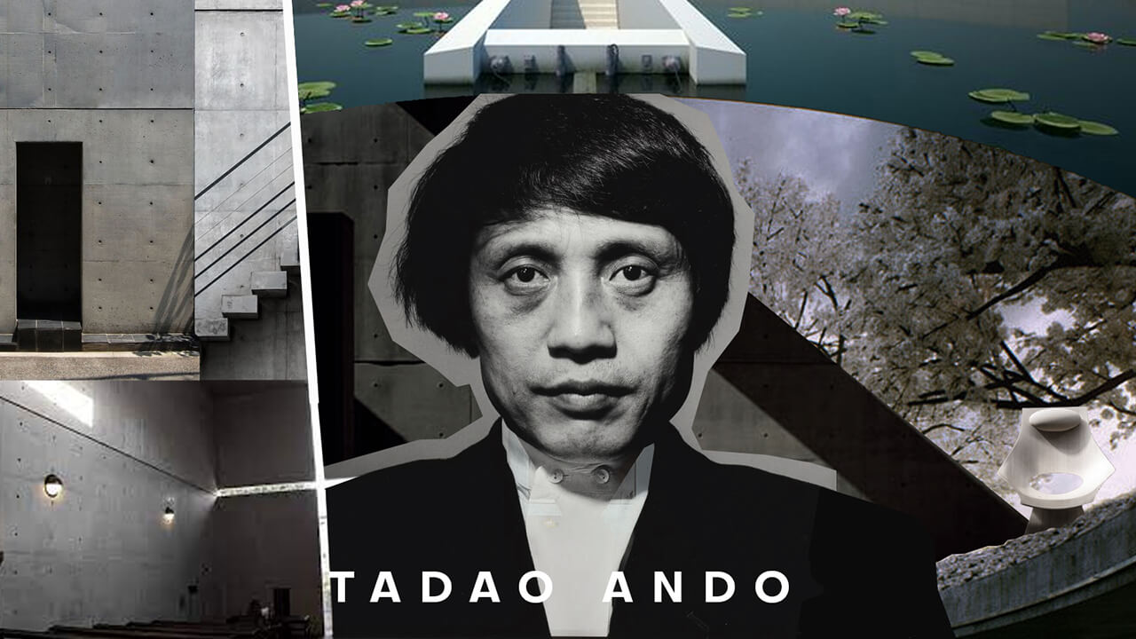 A collage of Architect tadao ando