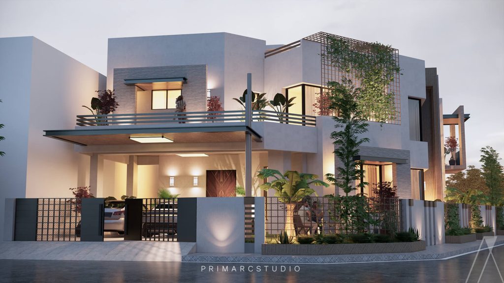 Saima Abbassi House Exterior Design DHA Phase II by Primarc Studio