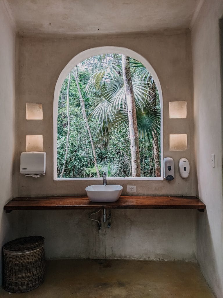 Bohemian interior design of a washroom