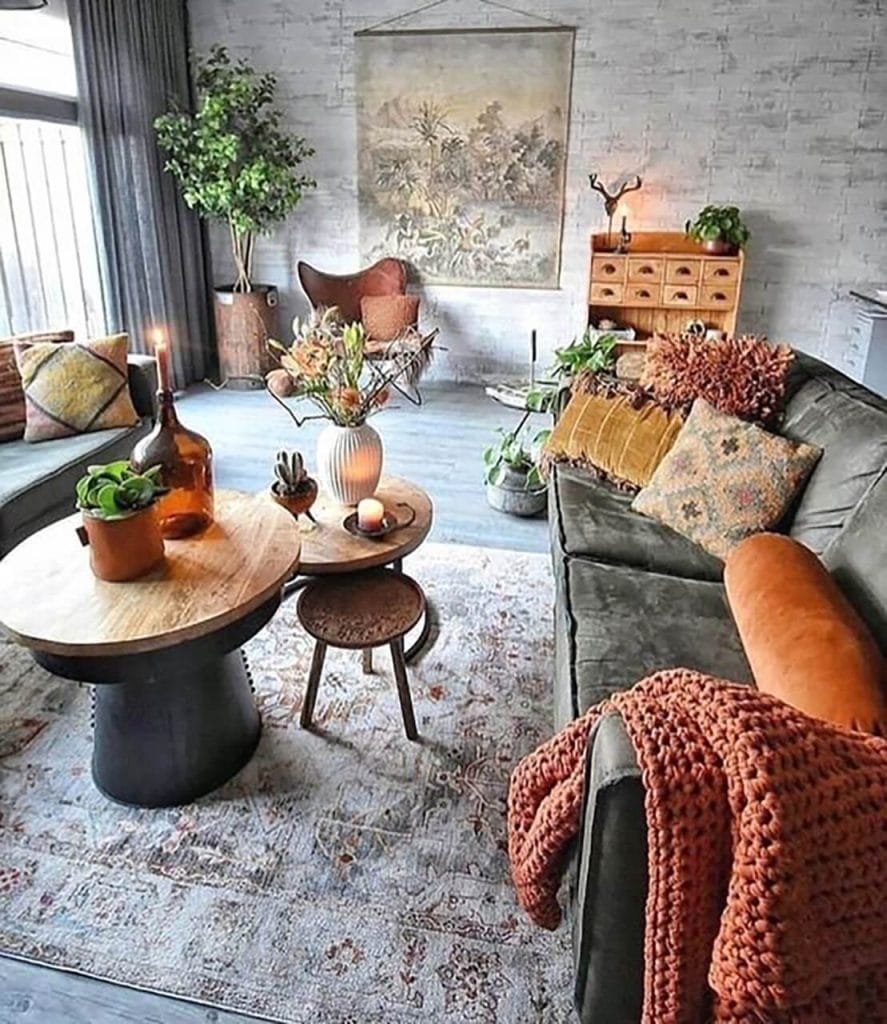 industrial boho chic living room