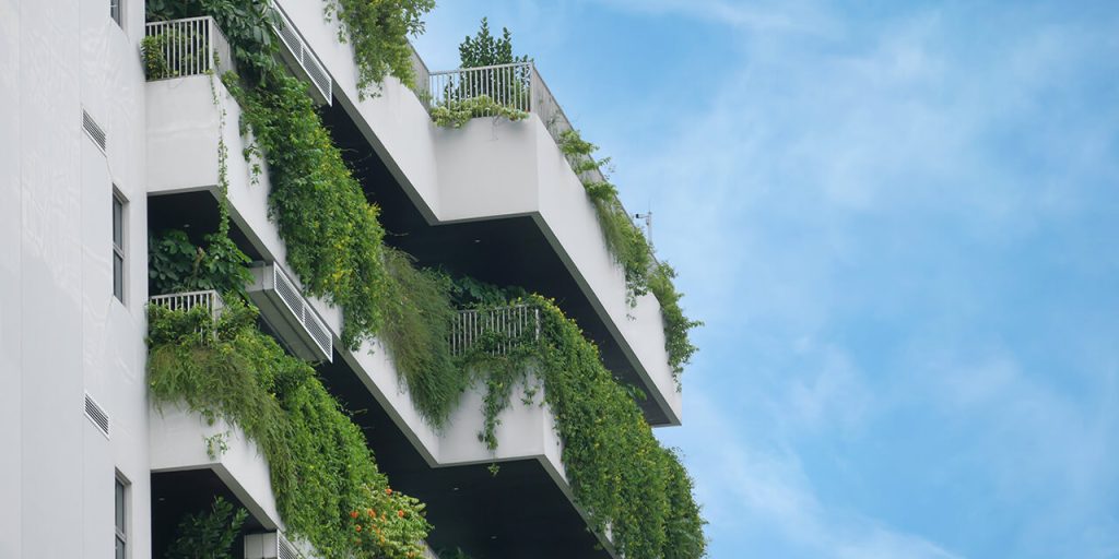 Sustainable apartment building with the greenery