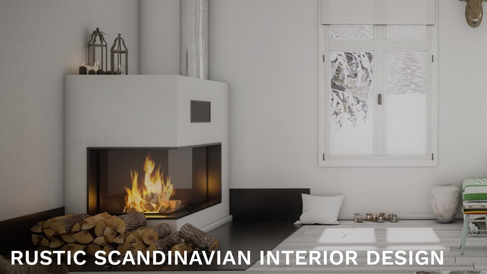 white modern rustic Scandinavian interior design