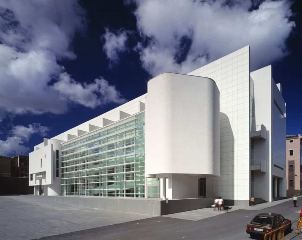 Exterior of Barcelona Museum of Contemporary art by Richard Meier