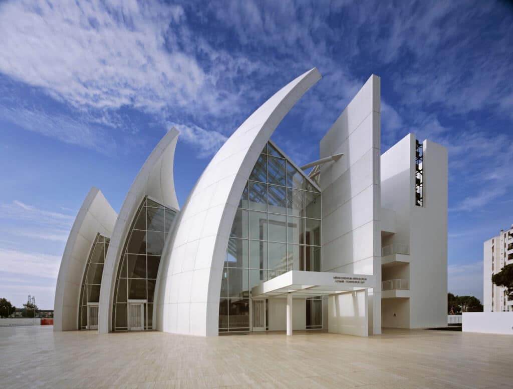 Exterior view of Jubilee Church by Richard Meier