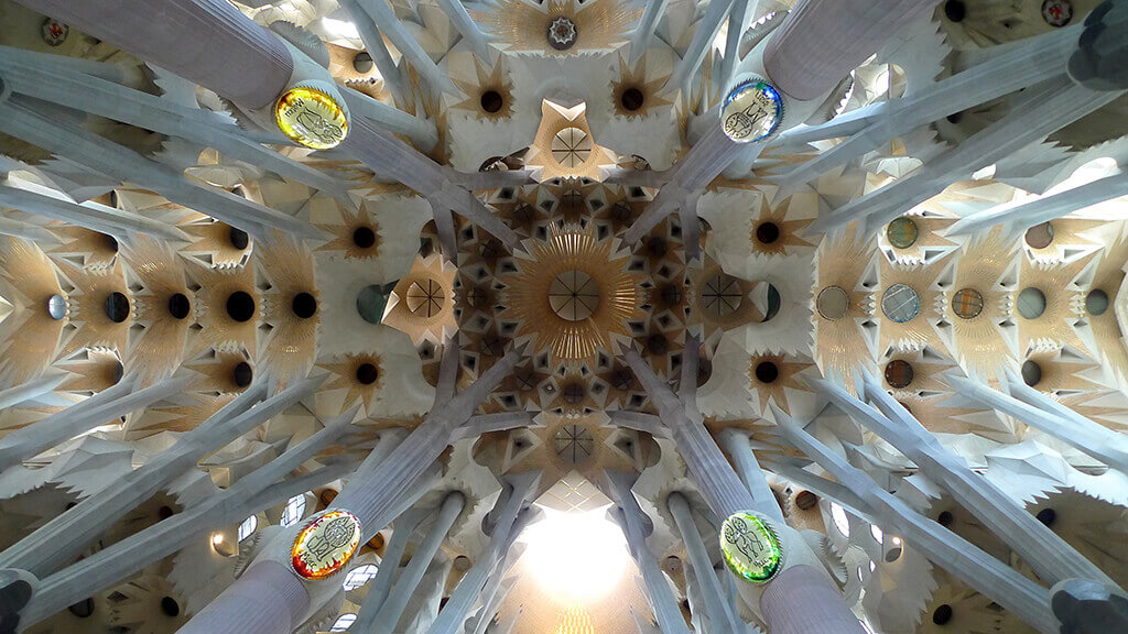 Ceiling of church by Architect Antoni Gaudi