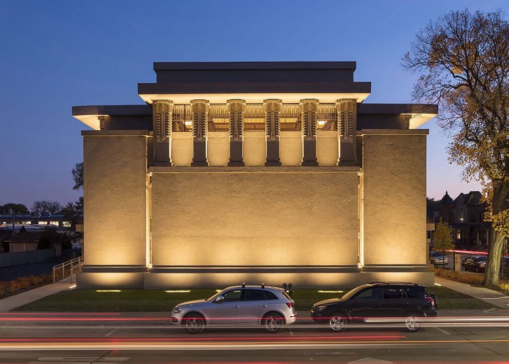 Unity temple elevation by Frank Lloyd Wright