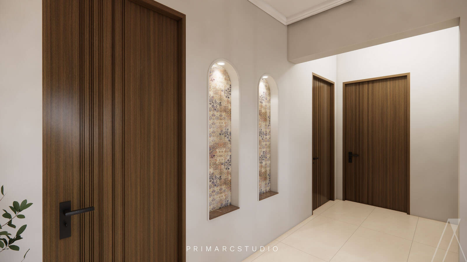 Door design and niche design in interior design by Primarc Studio
