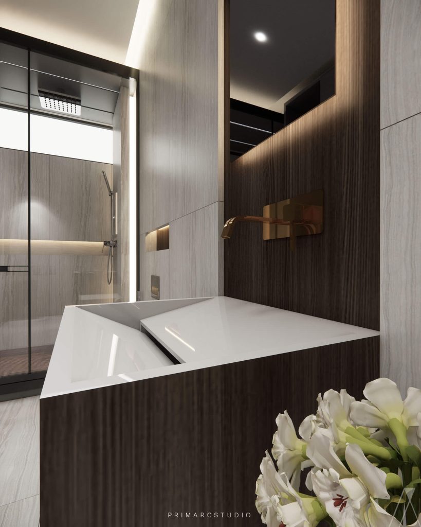 Bathroom interior design in neutral colors - Sink detail
