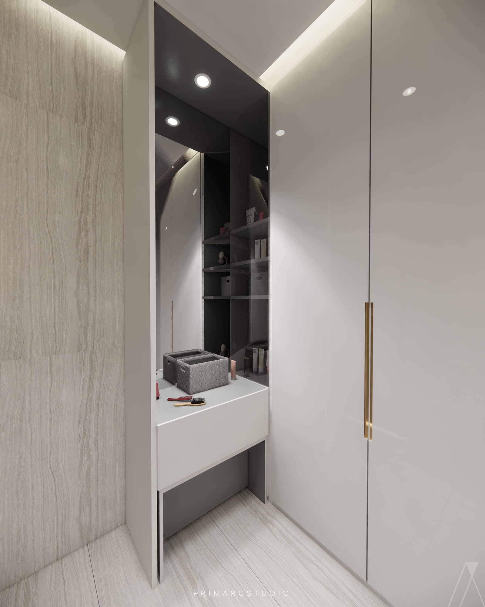 Washroom interior design in neutral colors