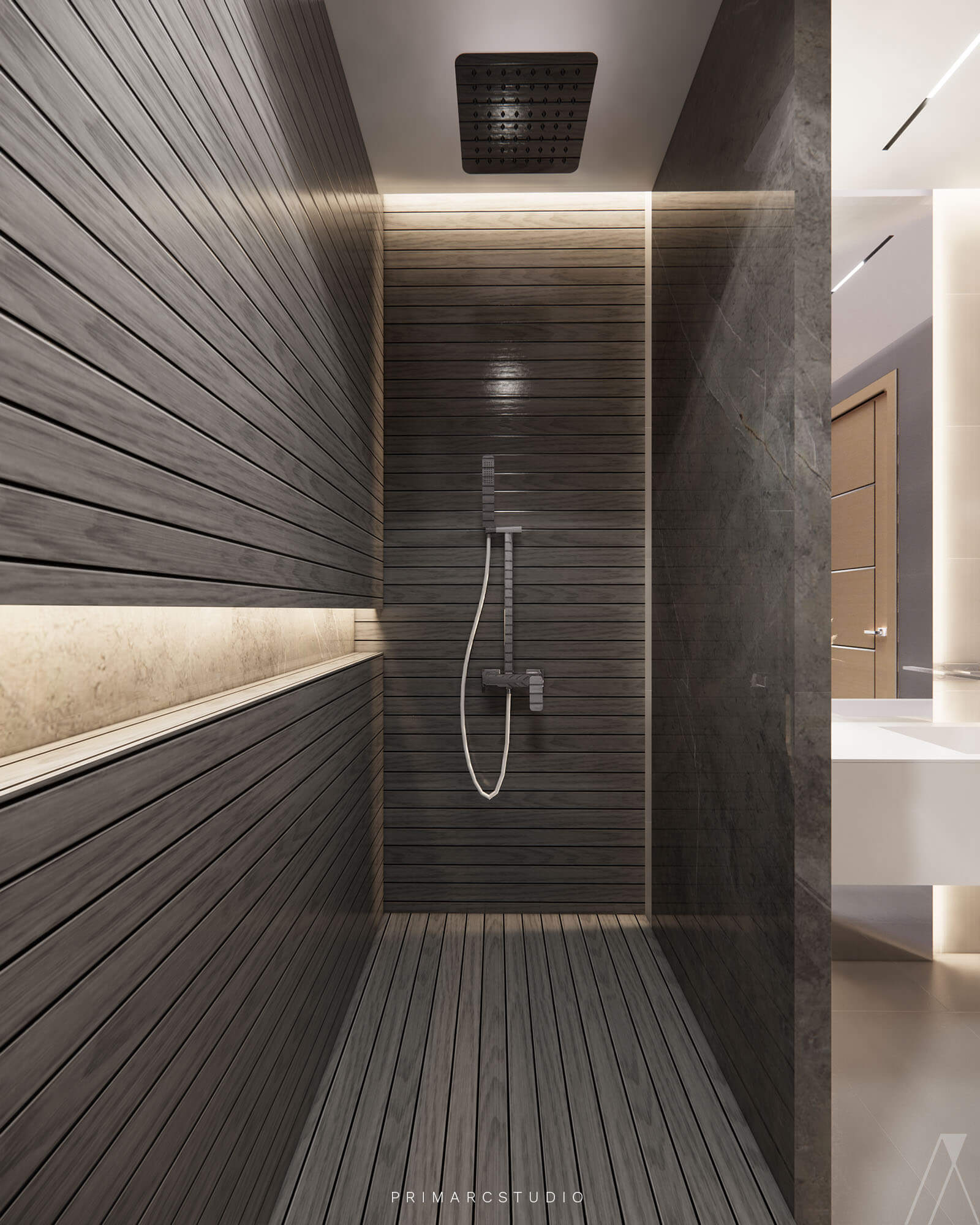 Shower area design in the washroom