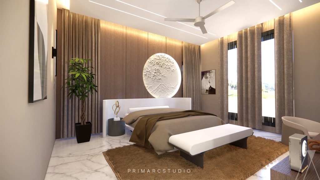 Japandi inspired bedroom interior design