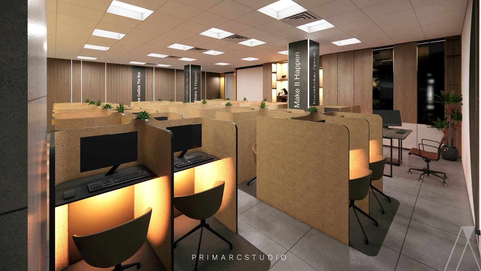 Class room interior design with cubicle