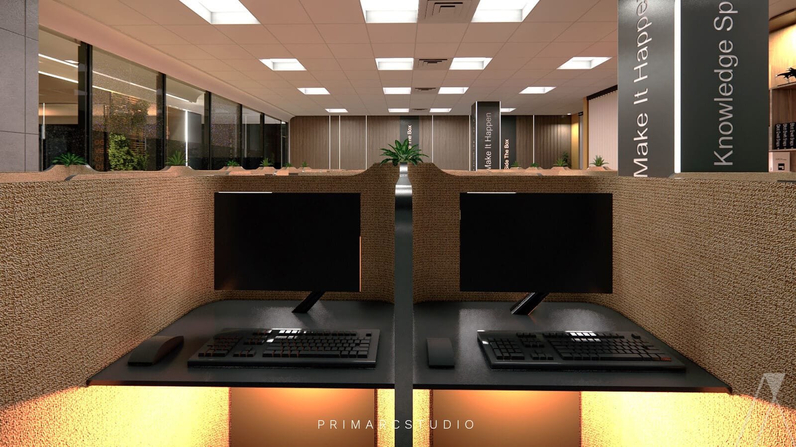 Cubicles interior design with PCs