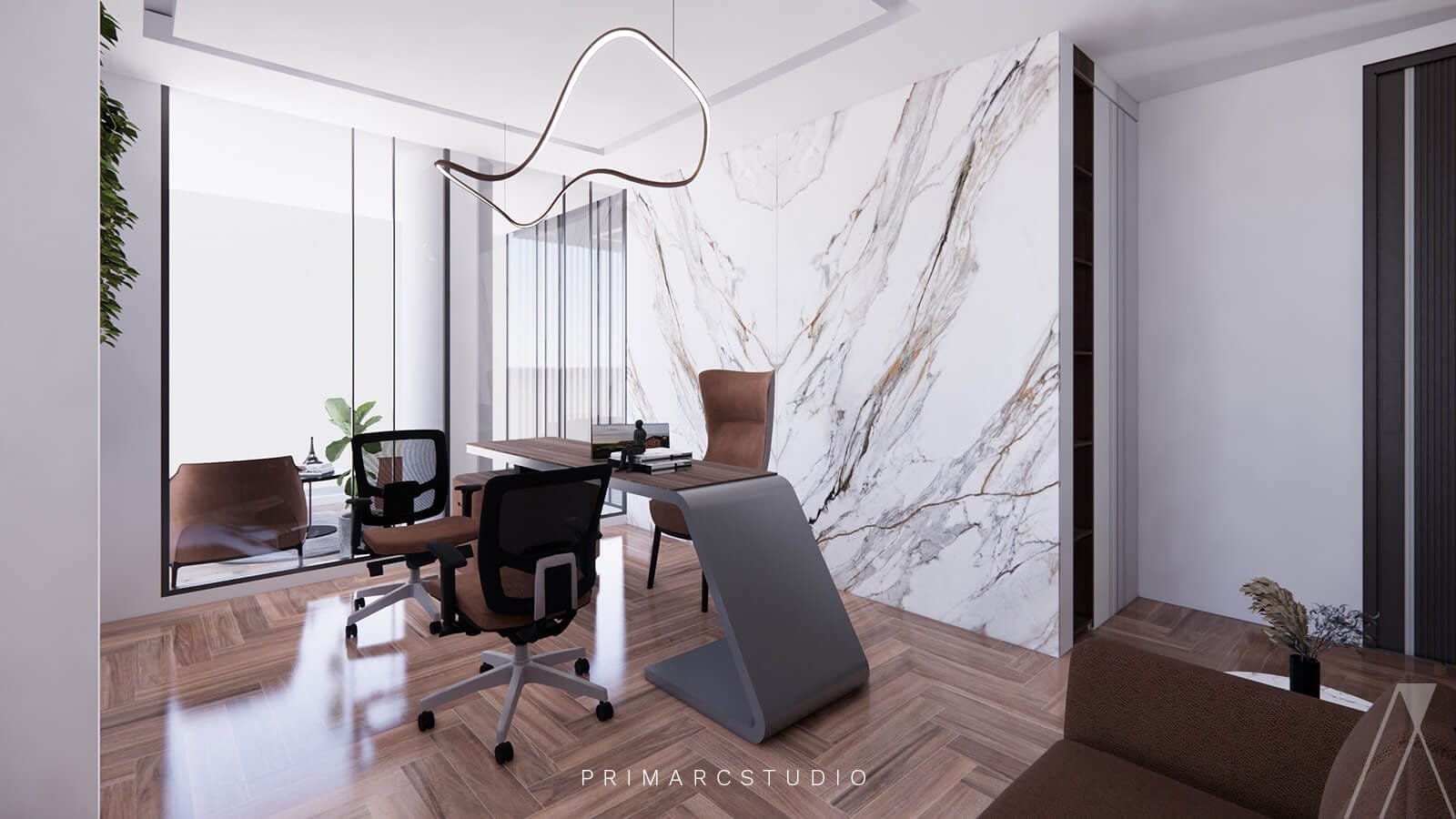 Office Interior with Modern Flair with marble backwall