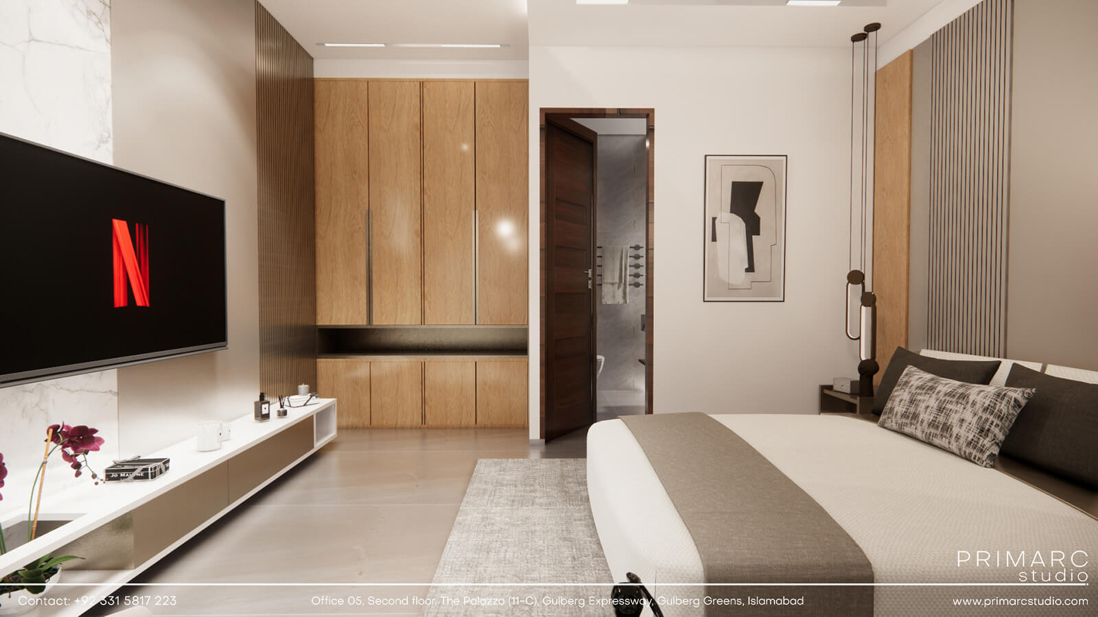 Sleek and modern bedroom design emphasizing simplicity and elegance