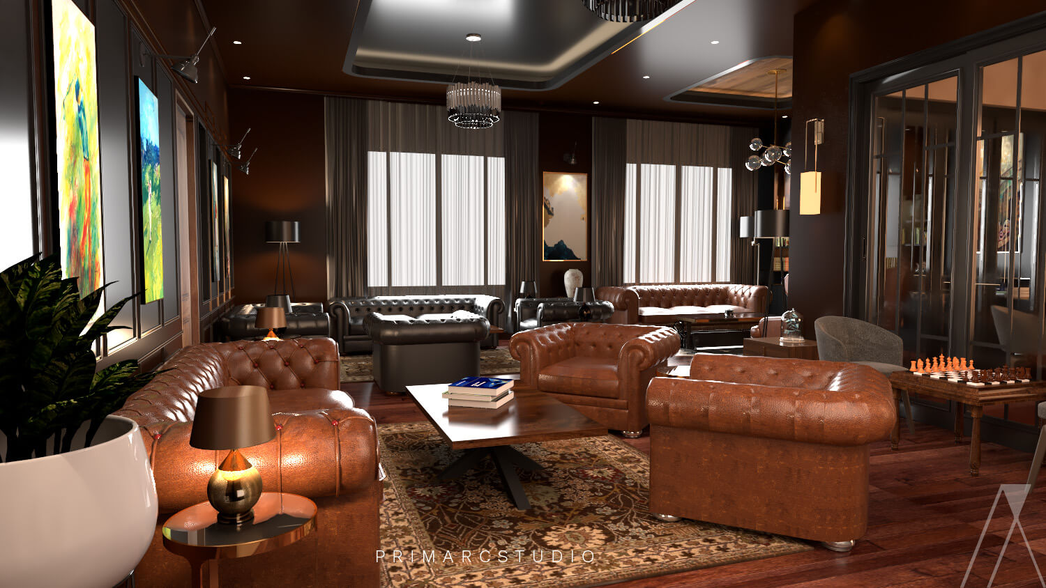 Cigar lounge's interior design