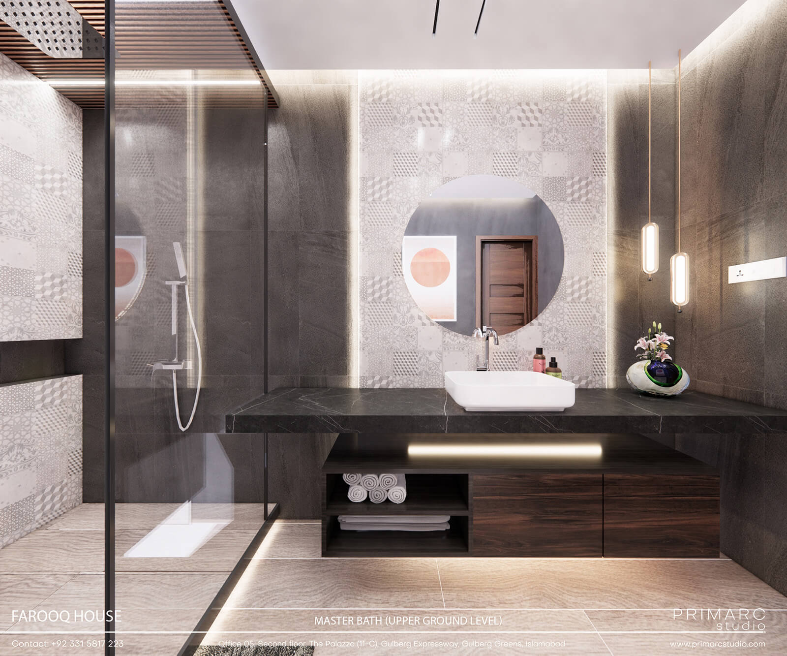 Stylish master bathroom interior with minimalist aesthetics and elegant fixtures