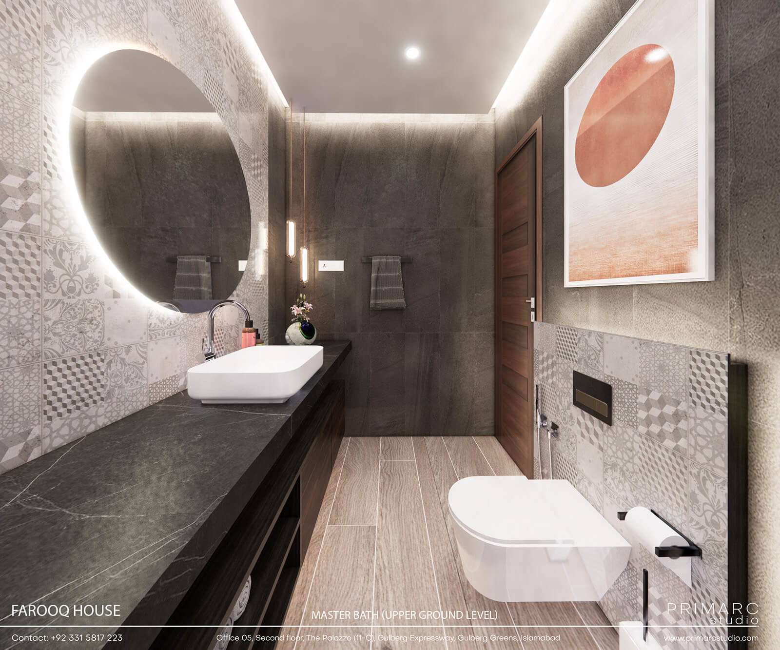 Chic modern master bathroom with spacious layout and premium finishes