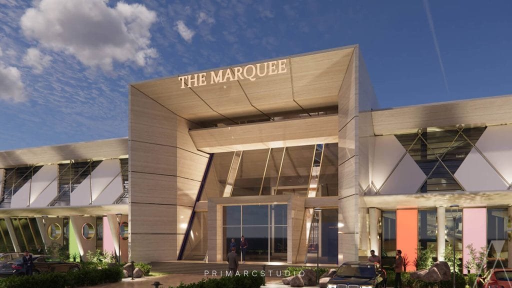 Modern Marquee Exterior Design with Sleek and Straight lines