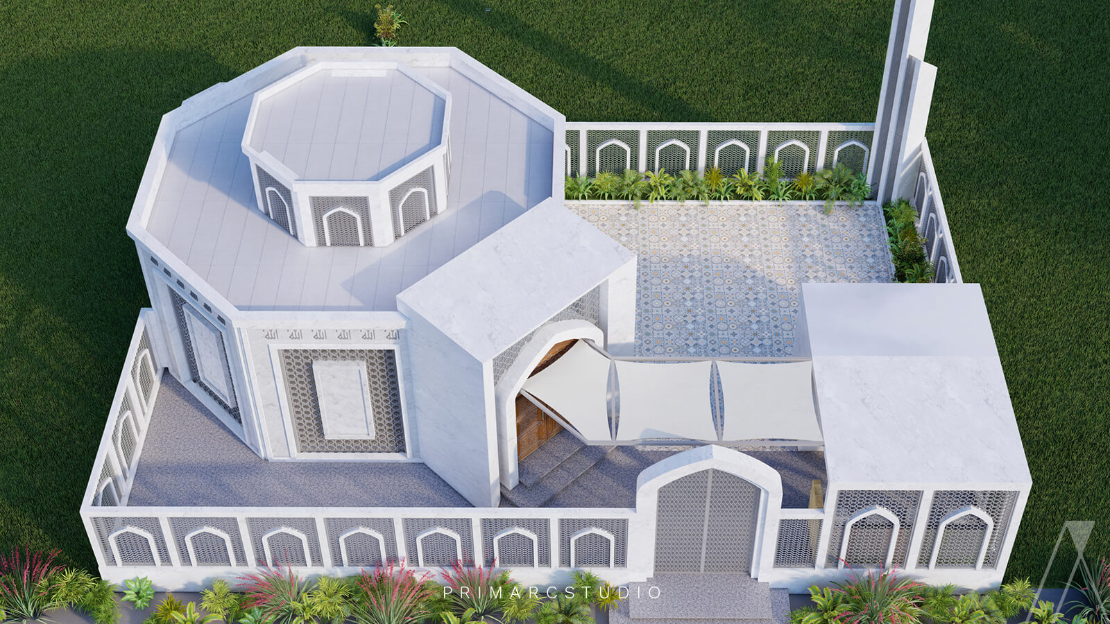 Small masjid design in white marble