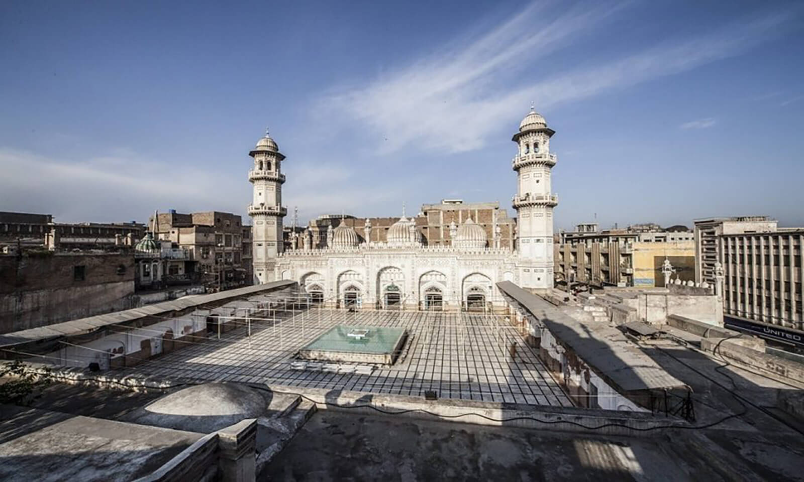 Mohabbat Khan Mosque aerial view