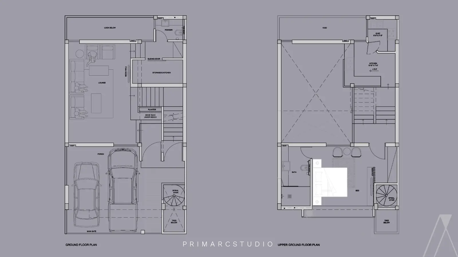 Ground and Mezzanine Floor Plan of 25x45 House