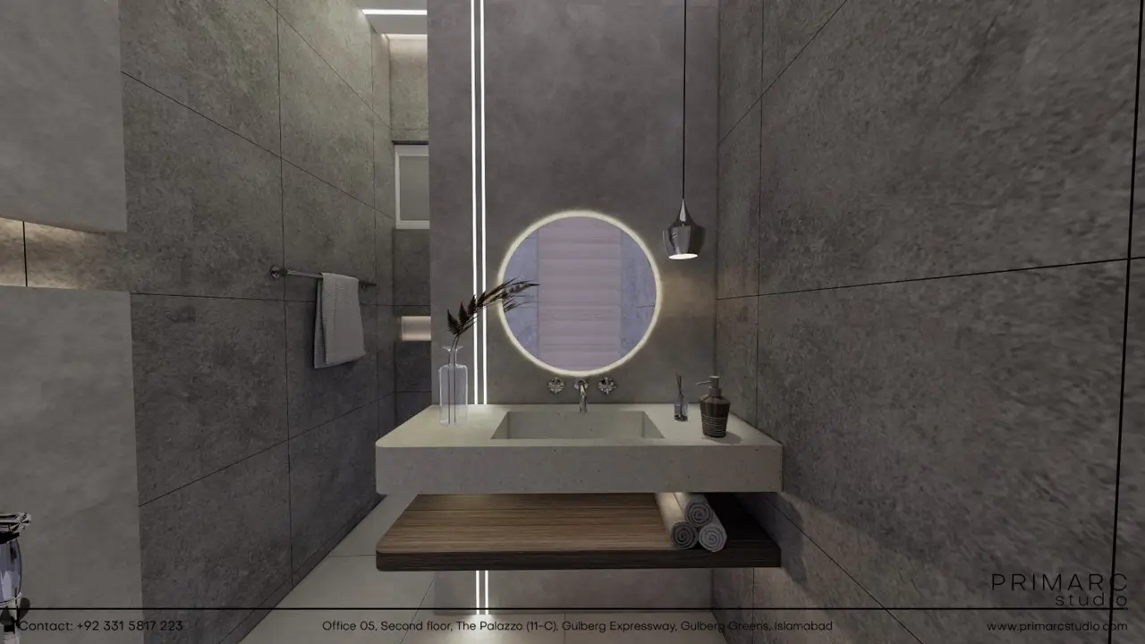 Interior design of washroom in b17 Islamabad