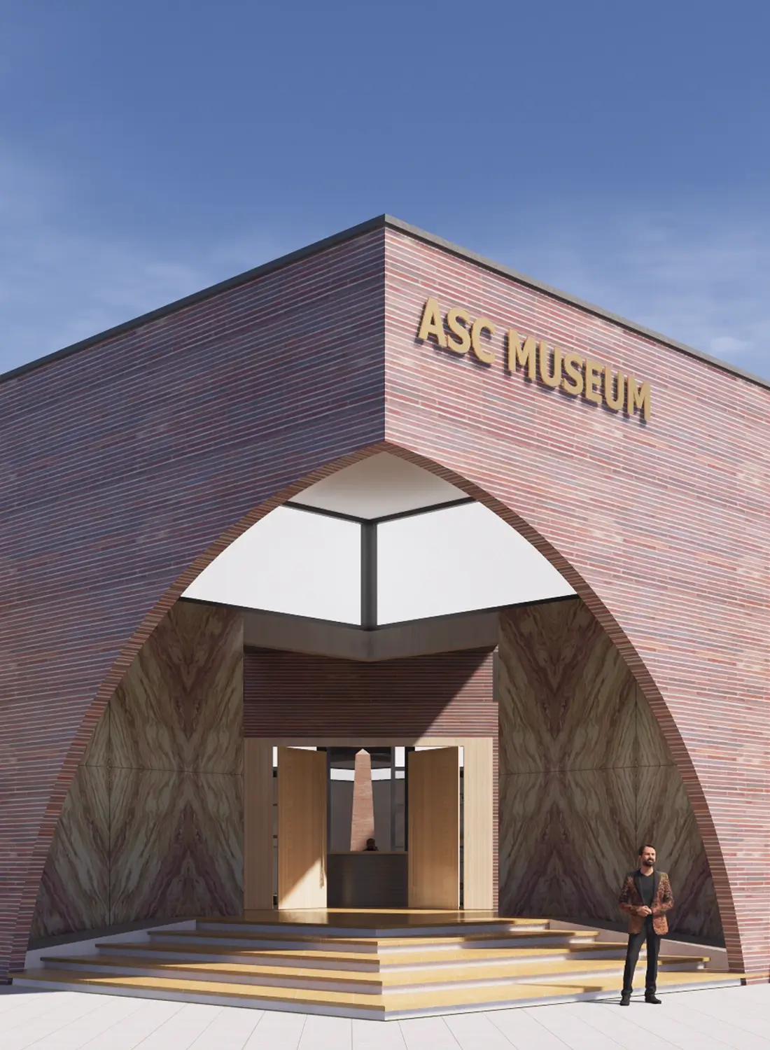Close-up exterior view of the entrance to the ASC Museum Nowshera in Nowshera, Khyber Pakhtunkhwa, Pakistan, highlighting the architectural details of the Army Service Corps Museum facade.