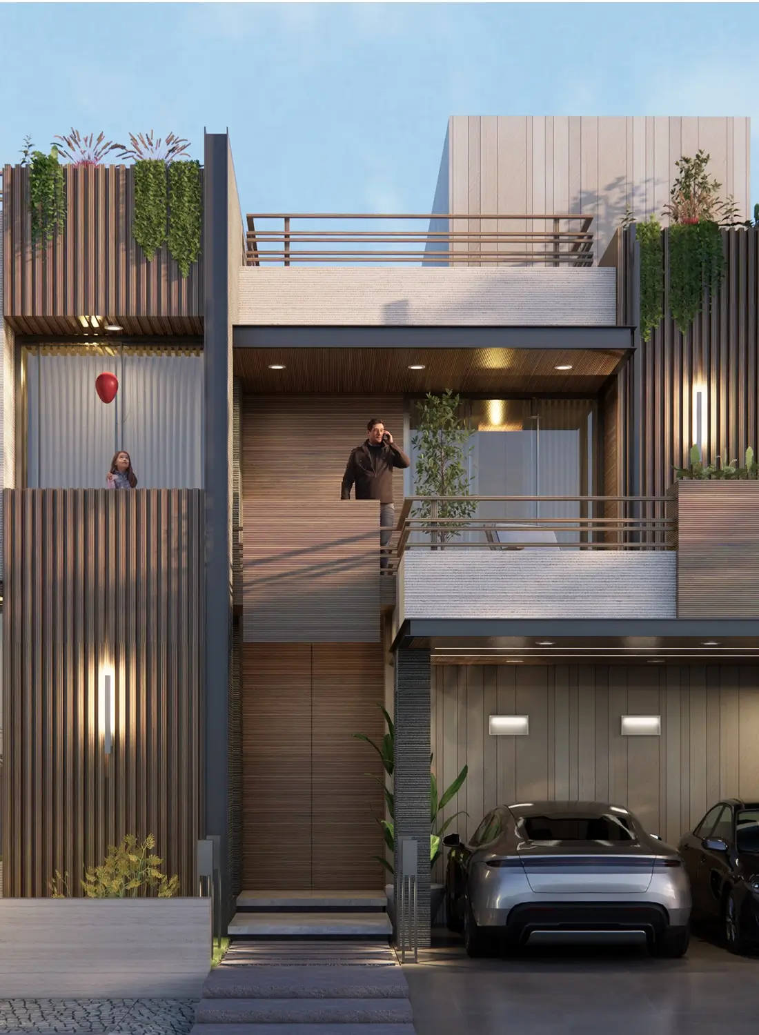 Modern 14 marla house design front elevation in Capital Enclave, Islamabad. Residential design in Islamabad by Primarc Studio.