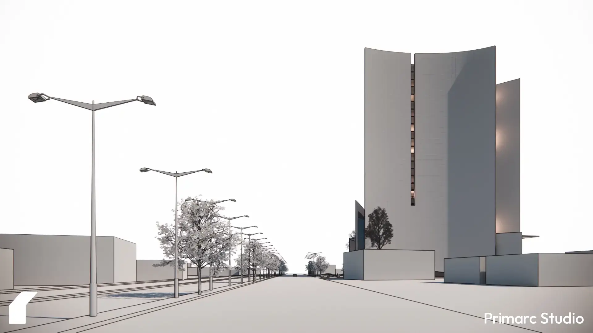 Contextual perspective showing Mall of Khyber’s integration with its urban setting and its commanding street presence.