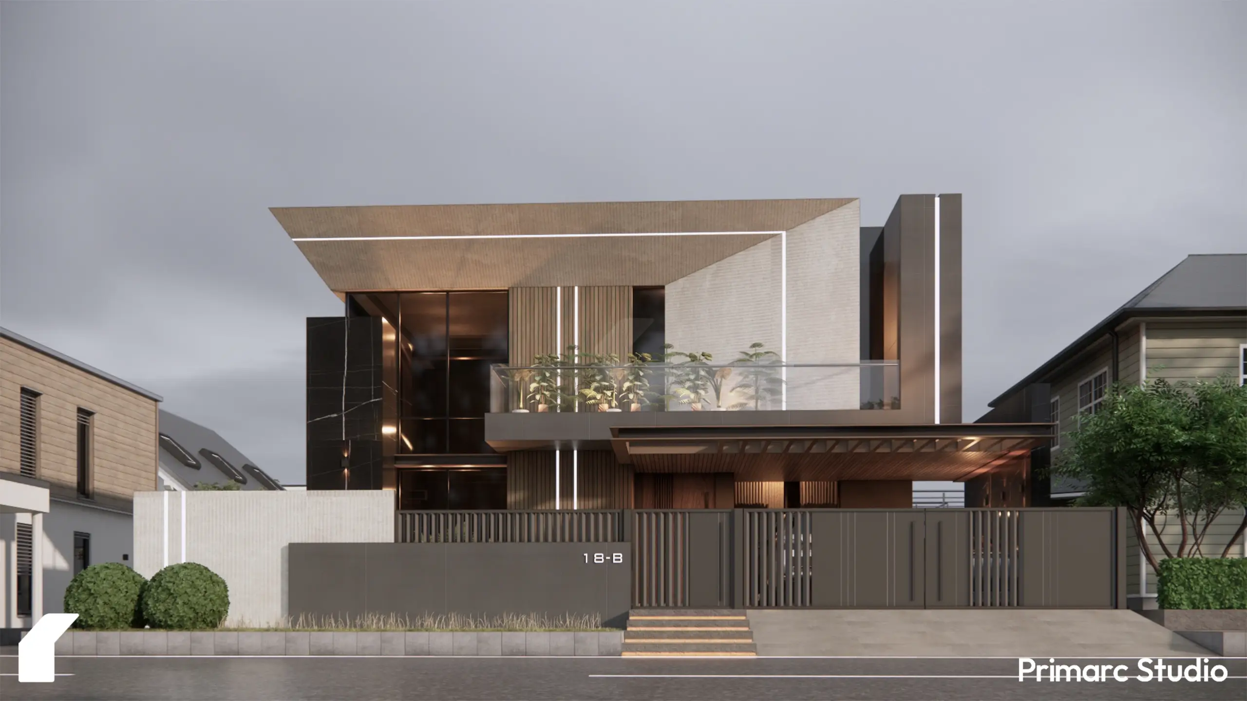 Street view of Faheem House showing a minimalist boundary wall and modern gate design in DHA Phase 5, Islamabad